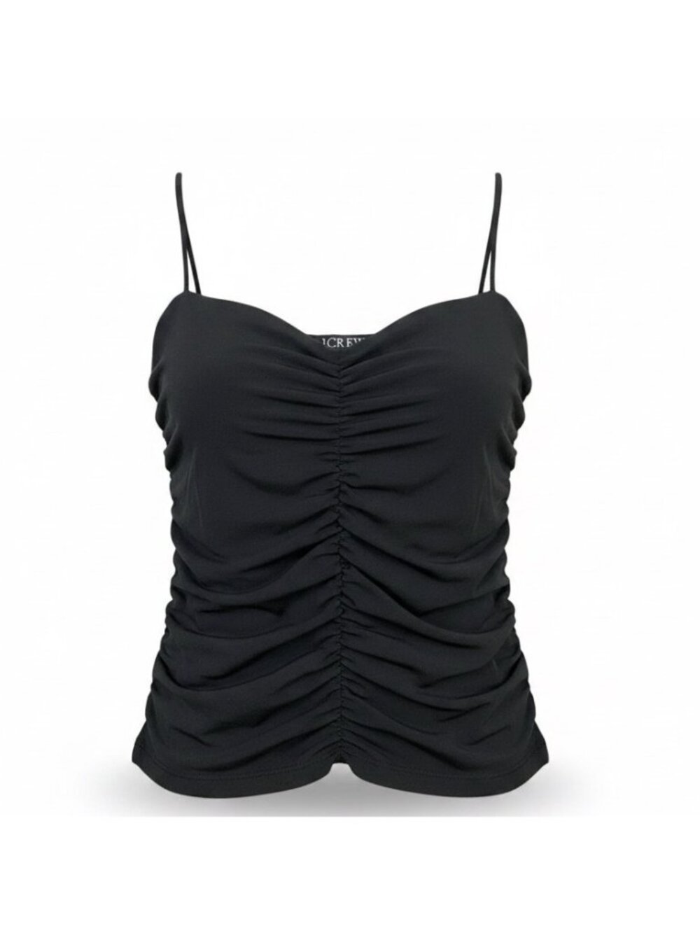 J.Crew Womens Black Ruched Spaghetti Strap Tank Top Size M